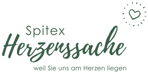 Das Logo der Spitex Herzenssache mit dazugehörigem Slogan.